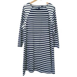 J.Crew 365 Breton Stripe Navy White Fit and Flare Dress Size 2X Nautical Beachy